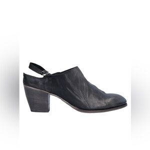 JUST ITALIA Black Leather Slingback Mules Iridescent Patina EU37